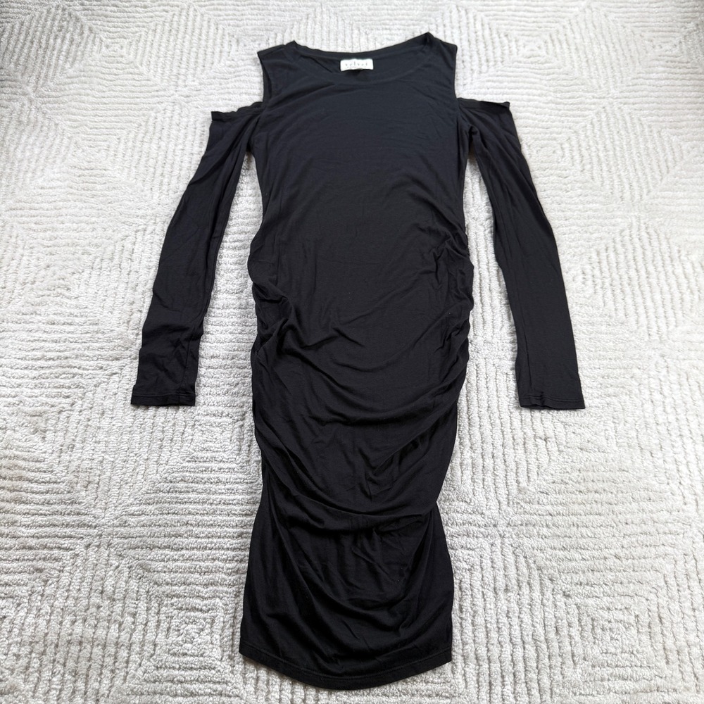 Velvet by Graham & Spencer Cold Shoulder Ruched Dress Women's XS Black Bodycon